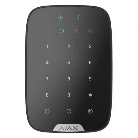 Clavier tactile sans fil noir Ajax Keypad Plus Jeweller avec lecteur de badge