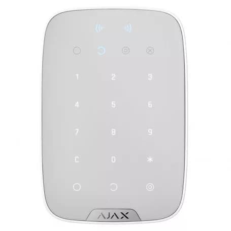 Clavier tactile sans fil blanc Ajax Keypad Plus Jeweller avec lecteur de badge