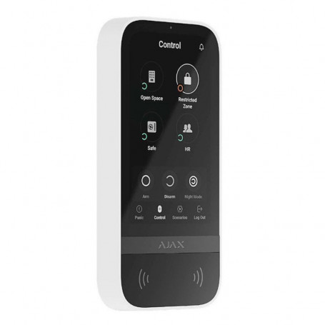 Clavier sans fil blanc avec écran tactile Ajax KeyPad TouchScreen Jeweller avec lecteur badge et authentification smartphone