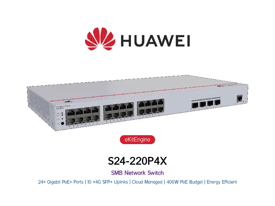 Switch Huawei S220-24P4X 24 Ports GE PoE+ 4x 10GE SFP+