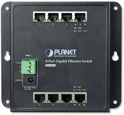8 Ports Gigabit WGS-803 Industrial 8-Port Din Wall Mount (-10~60 degrees C)
